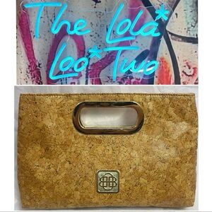 Dana Buchman Natural Cork Top Handle Clutch w/ Gold Tone Hardware
